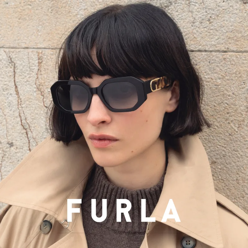 Colección de gafas de moda Furla originales con monturas de colores.